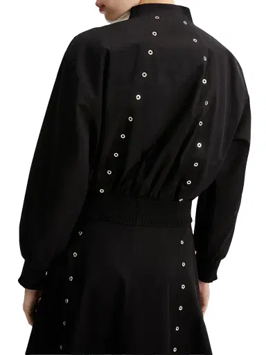 Marella Women's Eyelet Detail Cotton Bomber Jacket - Black - Size 12 | Thumbnail 5