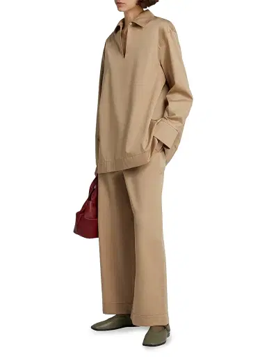 MM Max Mara Women's Cotton Satin Shirt - Beige - Size 14 | Thumbnail 2 MM Max Mara Women's Cotton Satin Shirt - Beige - Size 14 | Thumbnail 2
