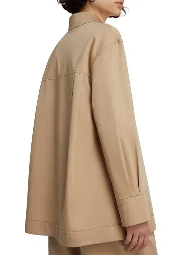 MM Max Mara Women's Cotton Satin Shirt - Beige - Size 14 | Thumbnail 5 MM Max Mara Women's Cotton Satin Shirt - Beige - Size 14 | Thumbnail 5