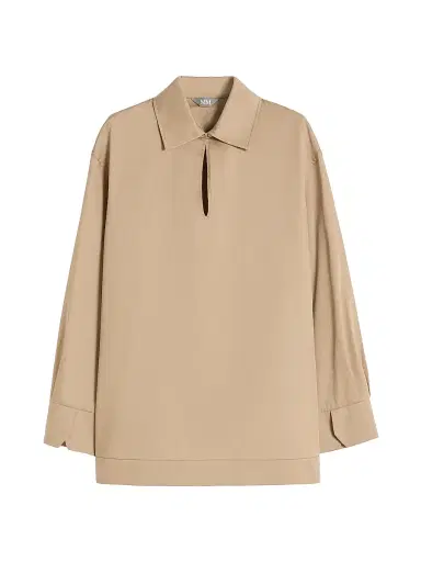 MM Max Mara Women's Cotton Satin Shirt - Beige - Size 14 | Thumbnail 1 MM Max Mara Women's Cotton Satin Shirt - Beige - Size 14 | Thumbnail 1
