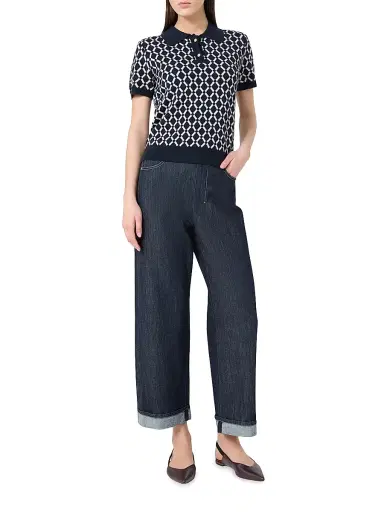 Max Mara Women's Jacquard Wool Polo Shirt - Ultramarine - Size XL | Thumbnail 2 Max Mara Women's Jacquard Wool Polo Shirt - Ultramarine - Size XL | Thumbnail 2