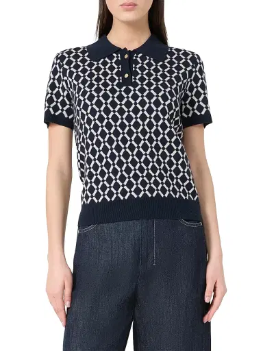 Max Mara Women's Jacquard Wool Polo Shirt - Ultramarine - Size XL | Thumbnail 3 Max Mara Women's Jacquard Wool Polo Shirt - Ultramarine - Size XL | Thumbnail 3