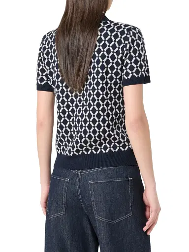 Max Mara Women's Jacquard Wool Polo Shirt - Ultramarine - Size XL | Thumbnail 4 Max Mara Women's Jacquard Wool Polo Shirt - Ultramarine - Size XL | Thumbnail 4