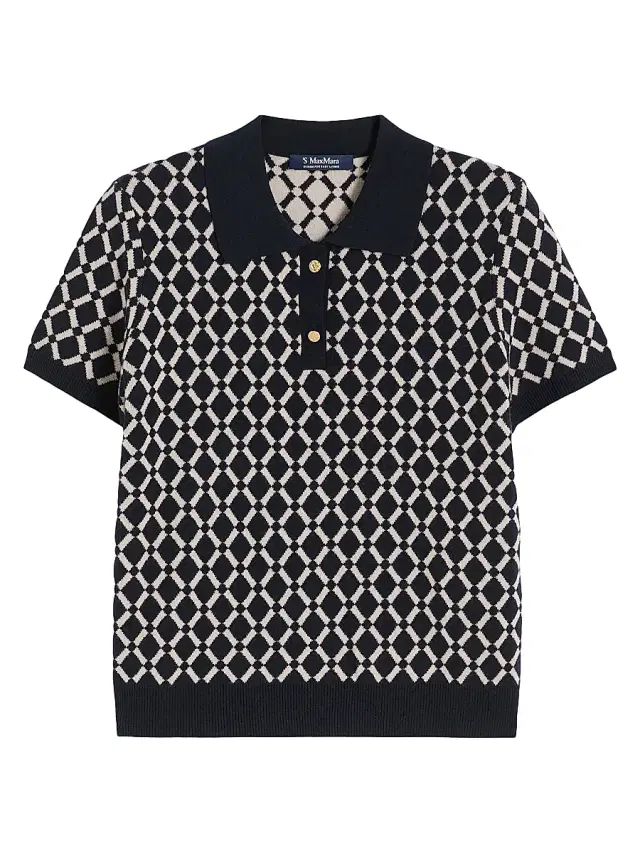 Max Mara Women's Jacquard Wool Polo Shirt - Ultramarine