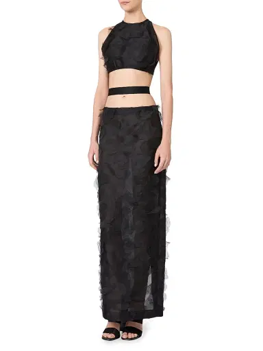 Max Mara Women's Crop Top in Silk Fil Coupé Jacquard | Thumbnail 2 Max Mara Women's Crop Top in Silk Fil Coupé Jacquard | Thumbnail 2