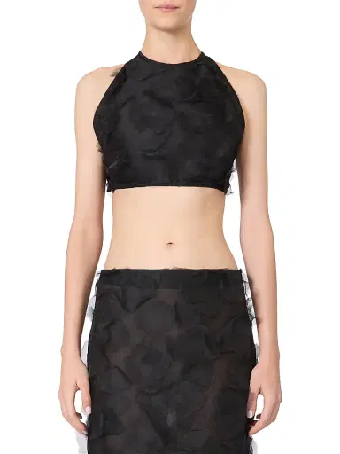 Max Mara Women's Crop Top in Silk Fil Coupé Jacquard | Thumbnail 3 Max Mara Women's Crop Top in Silk Fil Coupé Jacquard | Thumbnail 3