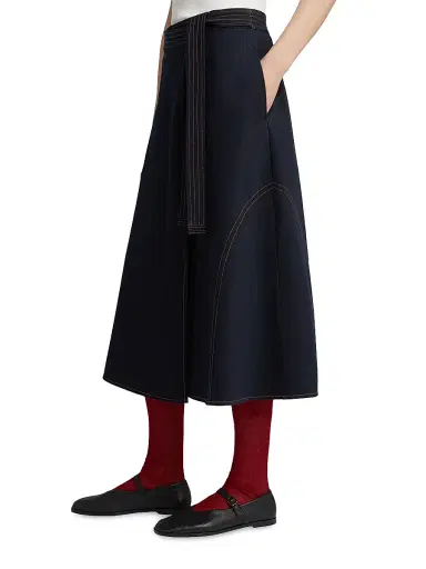 MM Max Mara Women's Denim Look Jersey Wrap Skirt - Midnightblue - Size XL | Thumbnail 4