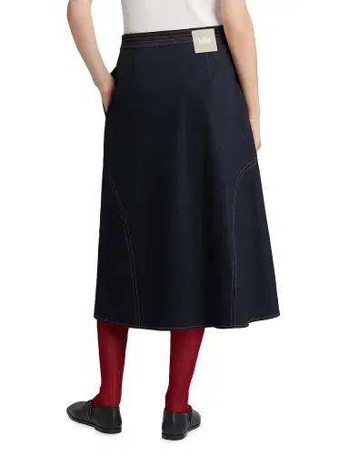 MM Max Mara Women's Denim Look Jersey Wrap Skirt - Midnightblue - Size XL | Thumbnail 5
