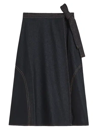 MM Max Mara Women's Denim Look Jersey Wrap Skirt - Midnightblue - Size XL | Thumbnail 1