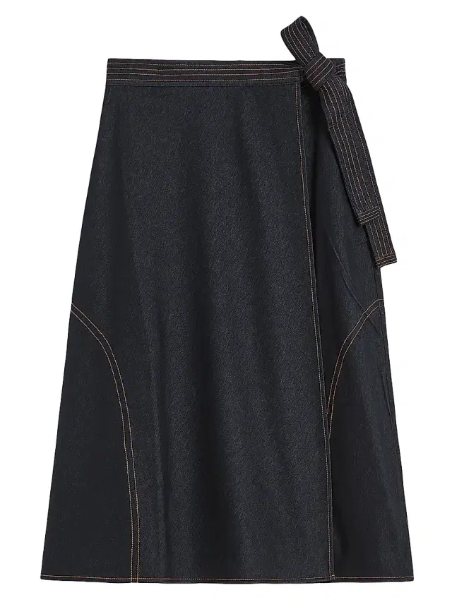Women's Denim Look Jersey Wrap Skirt - Midnightblue