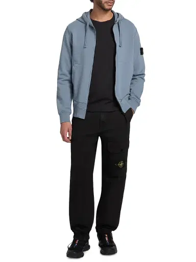 Stone Island Men's Logo Cotton Zip-Front Hoodie - Military Green - Size XXL | Thumbnail 2 Stone Island Men's Logo Cotton Zip-Front Hoodie - Military Green - Size XXL | Thumbnail 2