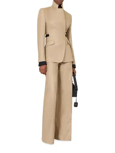 Max Mara Women's Regular Cut Trousers in Linen Basketweave | Thumbnail 2