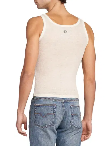 Versace Men's Medusa Rib-Knit Virgin Wool Tank - Cream - Size Large | Thumbnail 5 Versace Men's Medusa Rib-Knit Virgin Wool Tank - Cream - Size Large | Thumbnail 5