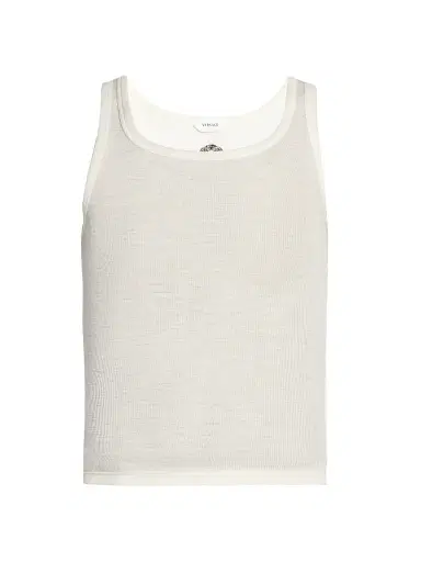 Versace Men's Medusa Rib-Knit Virgin Wool Tank - Cream - Size Large | Thumbnail 1 Versace Men's Medusa Rib-Knit Virgin Wool Tank - Cream - Size Large | Thumbnail 1