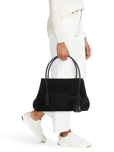 Tom Ford Women's Medium Suede & Leather Shoulder Bag - Black | Thumbnail 2 Tom Ford Women's Medium Suede & Leather Shoulder Bag - Black | Thumbnail 2