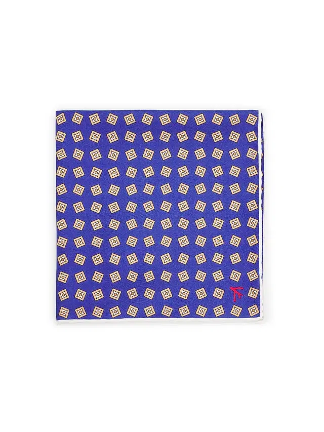Isaia Men's Square Silk Pocket Square - Bright Blue