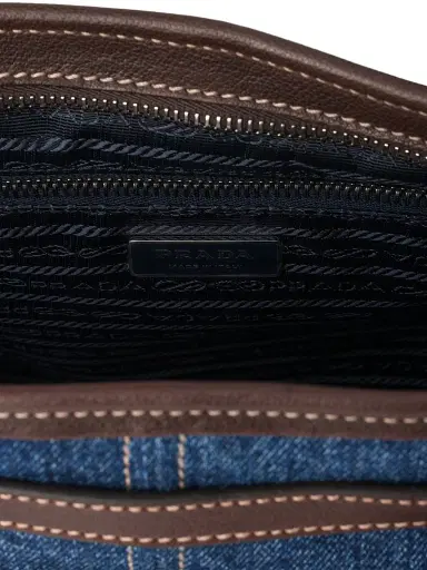 Prada Women's Bonnie Large Denim and Leather Top Handle Bag - Blue | Thumbnail 6 Prada Women's Bonnie Large Denim and Leather Top Handle Bag - Blue | Thumbnail 6