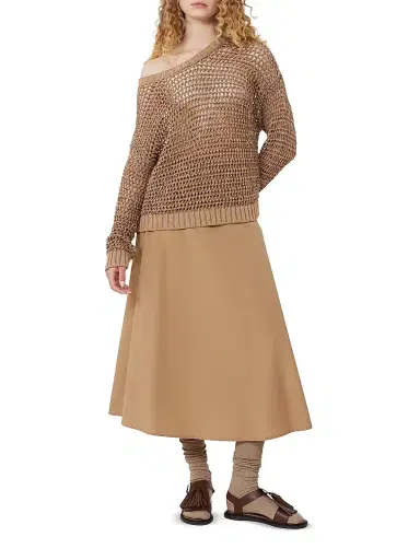 Weekend Max Mara Women's Cotton Poplin Skirt - Tobacco - Size 10 | Thumbnail 2