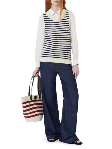 Weekend Max Mara Women's Ribbed Cotton Yarn Jumper - Navy - Size XL | Thumbnail 2