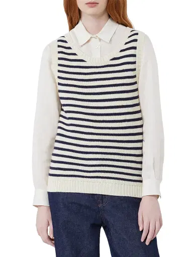 Weekend Max Mara Women's Ribbed Cotton Yarn Jumper - Navy - Size XL | Thumbnail 3