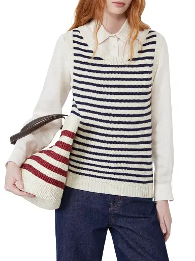 Weekend Max Mara Women's Ribbed Cotton Yarn Jumper - Navy - Size XL | Thumbnail 5