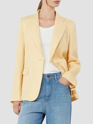 Weekend Max Mara Women's Linen Canvas Blazer - Light Yellow - Size 12 | Thumbnail 4 Weekend Max Mara Women's Linen Canvas Blazer - Light Yellow - Size 12 | Thumbnail 4
