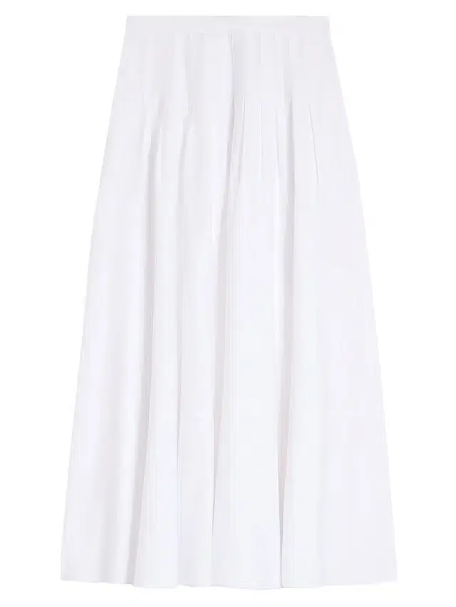Max Mara Women's Long Cotton Poplin Skirt - Optical White