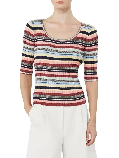 Weekend Max Mara Women's Stretch Viscose Yarn Ribbed Jumper - Multicolour - Size XL | Thumbnail 3