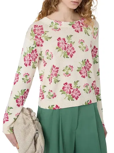 Weekend Max Mara Women's Floral Printed Cotton Jumper | Thumbnail 4 Weekend Max Mara Women's Floral Printed Cotton Jumper | Thumbnail 4