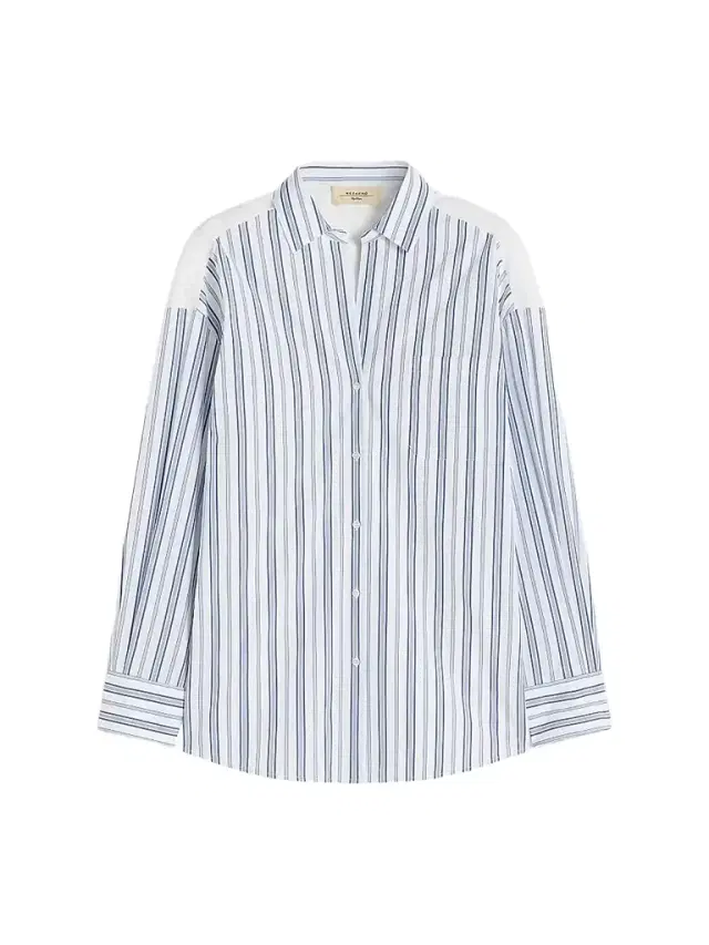 Weekend Max Mara Women's Striped Cotton Shirt with Eyelet Lace - Navy