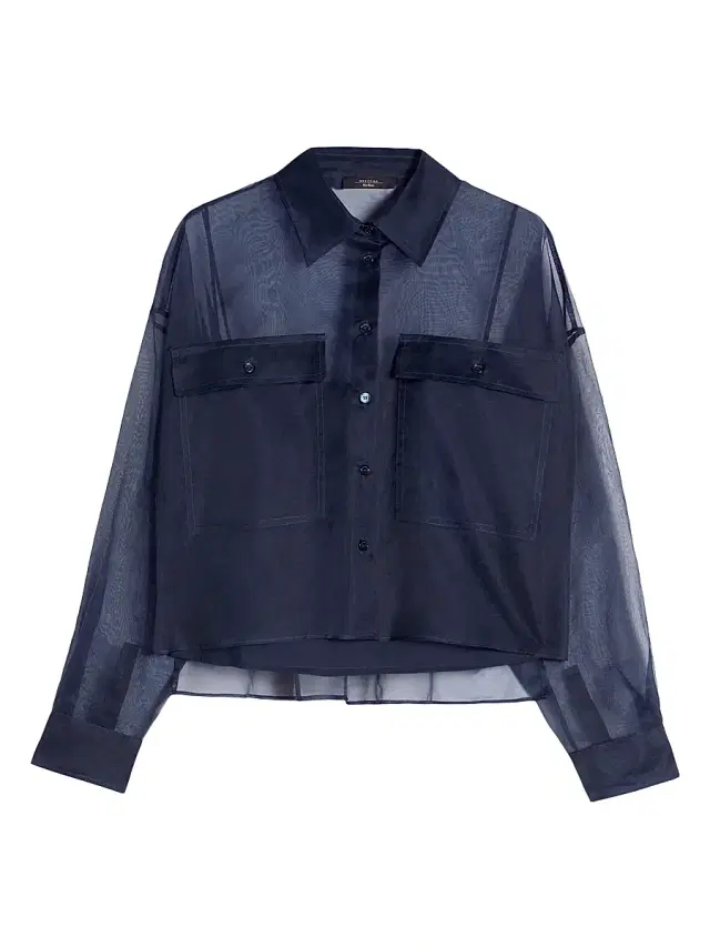 Women's Silk Organza Shirt - Navy
