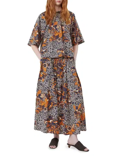 Weekend Max Mara Women's Printed Cotton Poplin Blouse - Navy - Size 12 | Thumbnail 2 Weekend Max Mara Women's Printed Cotton Poplin Blouse - Navy - Size 12 | Thumbnail 2
