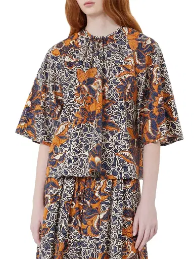 Weekend Max Mara Women's Printed Cotton Poplin Blouse - Navy - Size 12 | Thumbnail 3 Weekend Max Mara Women's Printed Cotton Poplin Blouse - Navy - Size 12 | Thumbnail 3