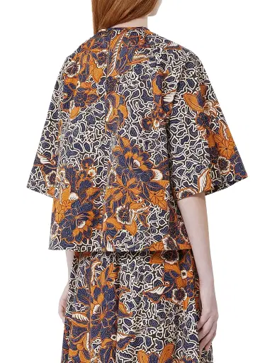 Weekend Max Mara Women's Printed Cotton Poplin Blouse - Navy - Size 12 | Thumbnail 4 Weekend Max Mara Women's Printed Cotton Poplin Blouse - Navy - Size 12 | Thumbnail 4