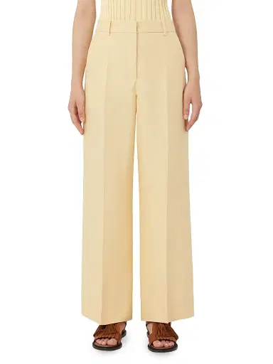 Weekend Max Mara Women's Linen Canvas Trousers - Light Yellow - Size 14 | Thumbnail 3