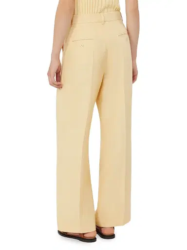 Weekend Max Mara Women's Linen Canvas Trousers - Light Yellow - Size 14 | Thumbnail 4