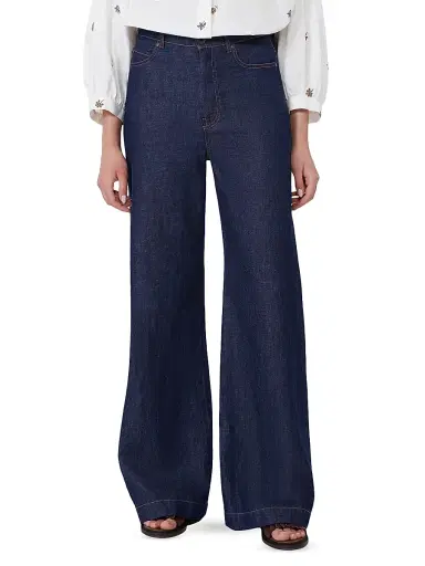 Weekend Max Mara Women's Linen and Cotton Denim Jeans - Navy - Size 12 | Thumbnail 3