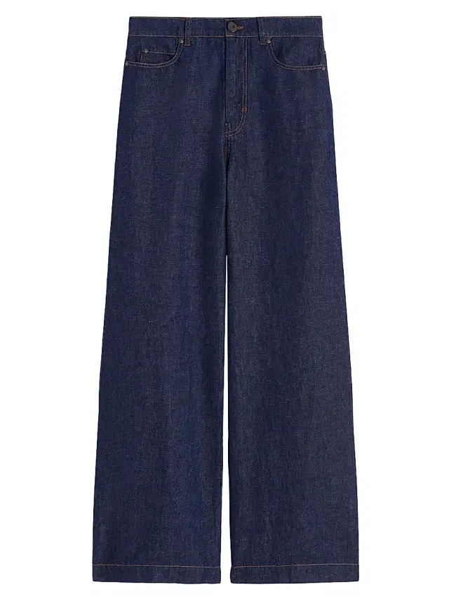 Women's Linen and Cotton Denim Jeans - Navy