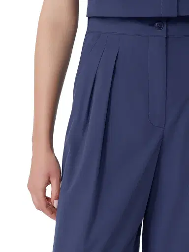 Weekend Max Mara Women's Wide Leg Cotton Poplin Trousers - Navy - Size 14 | Thumbnail 5 Weekend Max Mara Women's Wide Leg Cotton Poplin Trousers - Navy - Size 14 | Thumbnail 5