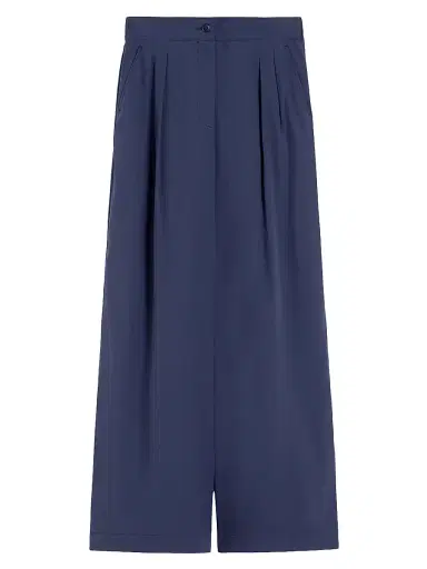 Weekend Max Mara Women's Wide Leg Cotton Poplin Trousers - Navy - Size 14 | Thumbnail 1 Weekend Max Mara Women's Wide Leg Cotton Poplin Trousers - Navy - Size 14 | Thumbnail 1