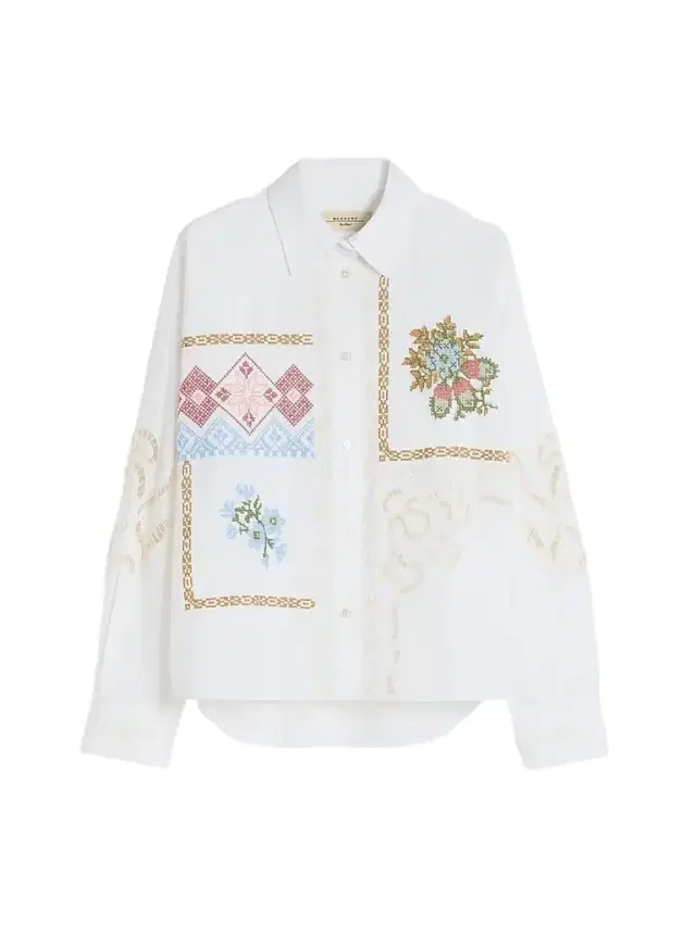 Weekend Max Mara Women's Cotton Blouse with Lace and Embroideries - White