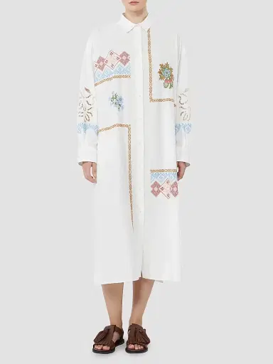 Weekend Max Mara Women's Poplin Shirt Dress with Embroideries | Thumbnail 3 Weekend Max Mara Women's Poplin Shirt Dress with Embroideries | Thumbnail 3