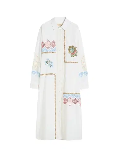 Weekend Max Mara Women's Poplin Shirt Dress with Embroideries | Thumbnail 1 Weekend Max Mara Women's Poplin Shirt Dress with Embroideries | Thumbnail 1