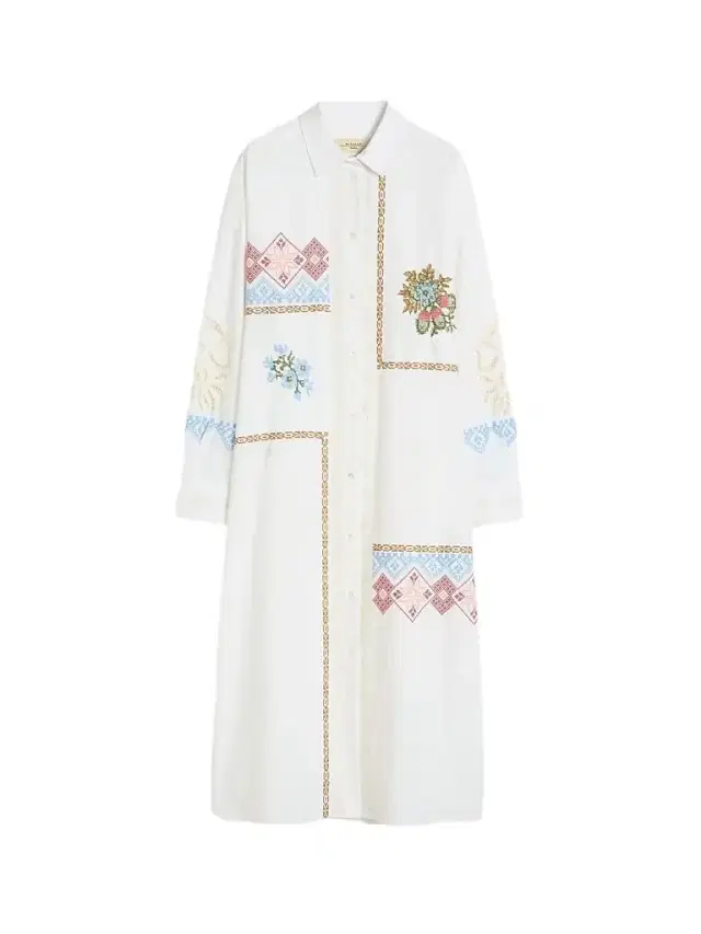 Weekend Max Mara Women's Poplin Shirt Dress with Embroideries - White