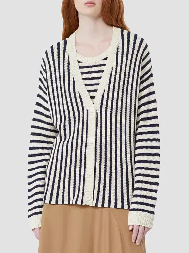 Weekend Max Mara Women's Cotton Cordonnet Cardigan - Navy - Size Large | Thumbnail 3