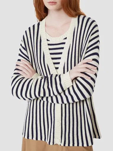 Weekend Max Mara Women's Cotton Cordonnet Cardigan - Navy - Size Large | Thumbnail 5