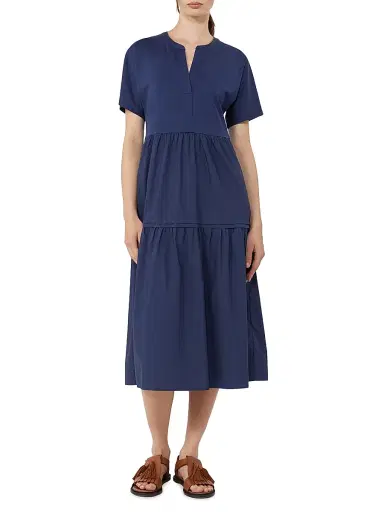 Weekend Max Mara Women's Cotton Jersey Flounce Dress - Navy - Size Large | Thumbnail 4 Weekend Max Mara Women's Cotton Jersey Flounce Dress - Navy - Size Large | Thumbnail 4