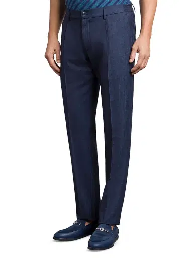 Stefano Ricci Men's Wool and Silk Blend Trousers - Violet Blue - Size 44 | Thumbnail 2 Stefano Ricci Men's Wool and Silk Blend Trousers - Violet Blue - Size 44 | Thumbnail 2