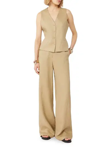 Max Mara Women's Pure Linen Canvas Trousers - Colonial - Size 12 | Thumbnail 2