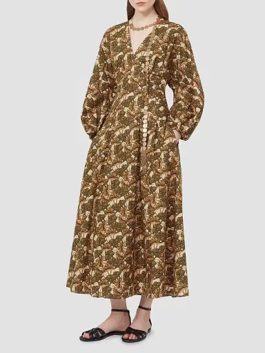Max Mara Women's Printed Cotton Poplin Dress - Natural - Size 16 | Thumbnail 2 Max Mara Women's Printed Cotton Poplin Dress - Natural - Size 16 | Thumbnail 2